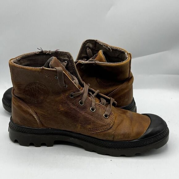 Palladium Brown Mens Size 8 Combat Baggy Brown Leather High Top Comfort Boots - Picture 7 of 13